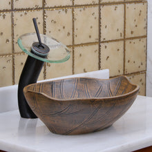 Load image into Gallery viewer, ELITE Oval Matt Glaze Autumn Leave Ceramic Vessel Sink 1562