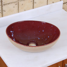 Load image into Gallery viewer, ELITE Oval Ruby Glaze Ceramic Bathroom Vessel Sink 1563