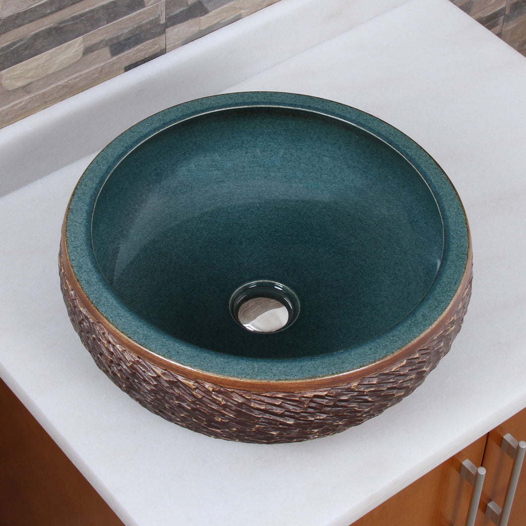 ELITE Round Green Bowl Porcelain Ceramic Bathroom Vessel Sink 1573