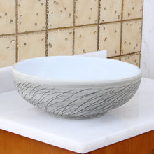 Load image into Gallery viewer, ELITE Round White and Gray Willow Ceramic Vessel Sink 1575