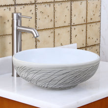 Load image into Gallery viewer, ELITE Round White and Gray Willow Ceramic Vessel Sink 1575