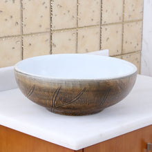 Load image into Gallery viewer, ELITE Round Autumn Leave And White Porcelain Vessel Sink 1576
