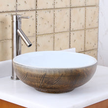 Load image into Gallery viewer, ELITE Round Autumn Leave And White Porcelain Vessel Sink 1576