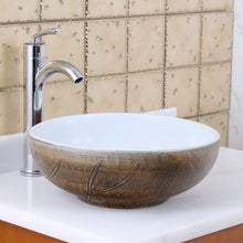 Load image into Gallery viewer, ELITE Round Autumn Leave And White Porcelain Vessel Sink 1576