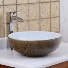Load image into Gallery viewer, ELITE Round Autumn Leave And White Porcelain Vessel Sink 1576