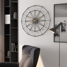 Load image into Gallery viewer, Jeezi Oversize Geometric Industrial Style Analogue Wall Clock 30" (Black)