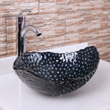 Load image into Gallery viewer, ELITE Winter Grape Pattern Tempered Glass Bathroom Vessel Sink 1604