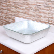 Load image into Gallery viewer, ELITE Crystal Glass Square Artistic Silver Tempered Glass Bathroom Vessel Sink 1605
