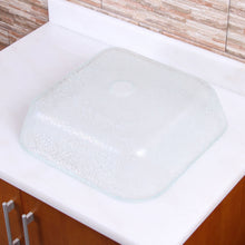 Load image into Gallery viewer, ELITE Square Crystal Ice Chip Pattern Tempered Glass Bathroom Vessel Sink 1606
