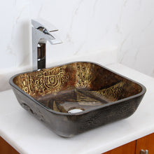 Load image into Gallery viewer, ELITE Unique Square Pyramid Pattern Tempered Glass Bathroom Vessel Sink 1607