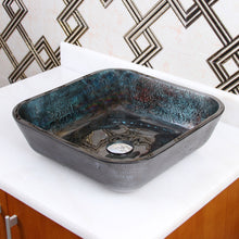Load image into Gallery viewer, ELITE Square Volcanic Pattern Tempered Glass Bathroom Vessel Sink 1608