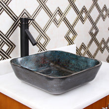 Load image into Gallery viewer, ELITE Square Volcanic Pattern Tempered Glass Bathroom Vessel Sink 1608
