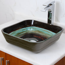 Load image into Gallery viewer, ELITE Square Space Tunnel Pattern Tempered Glass Bathroom Vessel Sink 1609