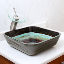 Load image into Gallery viewer, ELITE Square Space Tunnel Pattern Tempered Glass Bathroom Vessel Sink 1609