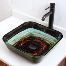 Load image into Gallery viewer, ELITE Square Space Tunnel Pattern Tempered Glass Bathroom Vessel Sink 1609