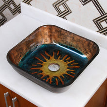 Load image into Gallery viewer, ELITE Square Volcanic Pattern Tempered Glass Bathroom Vessel Sink 1610