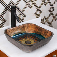 Load image into Gallery viewer, ELITE Square Volcanic Pattern Tempered Glass Bathroom Vessel Sink 1610
