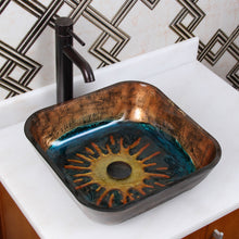 Load image into Gallery viewer, ELITE 1610 Square Volcanic Pattern Tempered Glass Bathroom Vessel Sink &amp; Single Lever Faucet

