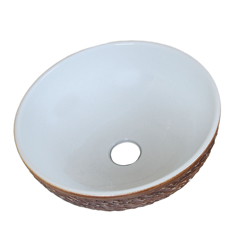 ELITE  Round White Glaze Ceramic Bathroom Vessel Sink 1567