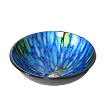 Load image into Gallery viewer, ELITE Unique Round Glass Vessel Sink w.Lt Blue Striped Pattern 130E