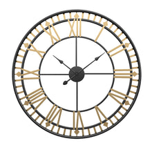 Load image into Gallery viewer, Jeezi Oversize Roman Numeral Modern Metal Wall Clock, Gold Finish with Black Hands (2 colors)