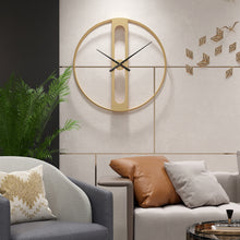 Load image into Gallery viewer, Jeezi Oversize Numberless Modern Metal Wall Clock, Gold Finish with Black Hands