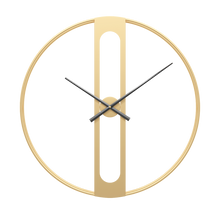 Load image into Gallery viewer, Jeezi Oversize Numberless Modern Metal Wall Clock, Gold Finish with Black Hands