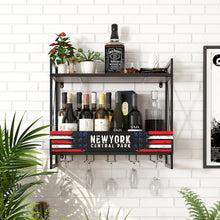 Load image into Gallery viewer, Industrial Wine Racks Wall Mounted with 6 Stem Glass Holder 23.6 in