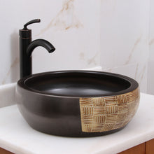 Load image into Gallery viewer, Black and Gold Brown Porcelain Bathroom Sink ELIMAX&#39;S 2004
