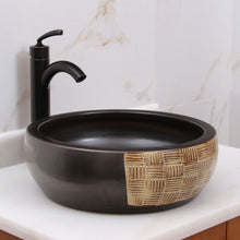 Load image into Gallery viewer, Black and Gold Brown Porcelain Bathroom Sink ELIMAX'S 2004