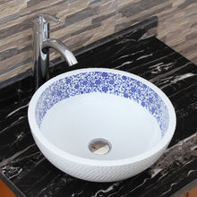 Load image into Gallery viewer, Chrysanthemum Blue and White Porcelain Vessel Sink ELIMAX'S 2010