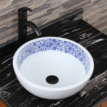 Load image into Gallery viewer, Chrysanthemum Blue and White Porcelain Vessel Sink ELIMAX'S 2010