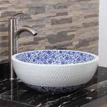 Load image into Gallery viewer, Chrysanthemum Blue and White Porcelain Vessel Sink ELIMAX'S 2010