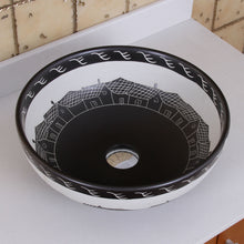 Load image into Gallery viewer, ELIMAX'S Oriental Villages Pattern Porcelain Ceramic Bathroom Vessel Sink 2019