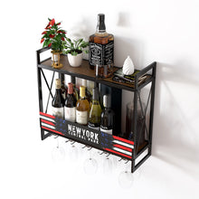Load image into Gallery viewer, Industrial Wine Racks Wall Mounted with 6 Stem Glass Holder 23.6 in