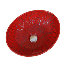 Load image into Gallery viewer, ELITE Oval Red Rose Porcelain Bathroom Vessel Sink 1557
