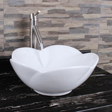 Load image into Gallery viewer, ELITE 301 Grade A Ceramic Bathroom Sink With Lotus Design &amp; Single Lever Faucet Combo
