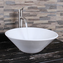 Load image into Gallery viewer, ELITE 303 Unique Funnel Shape White Porcelain Ceramic Bathroom Vessel Sink & F371023 Single Lever Faucet Combo
