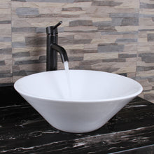 Load image into Gallery viewer, ELITE 303 Unique Funnel Shape White Porcelain Ceramic Bathroom Vessel Sink & F371023 Single Lever Faucet Combo