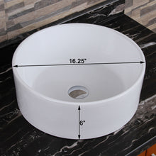 Load image into Gallery viewer, ELITE Round Shape White Porcelain Ceramic Bathroom Vessel Sink 304