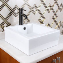 Load image into Gallery viewer, ELITE Unique Square Shape White Porcelain Ceramic Bathroom Vessel Sink 305