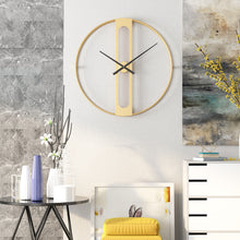Load image into Gallery viewer, Jeezi Oversize Numberless Modern Metal Wall Clock, Gold Finish with Black Hands