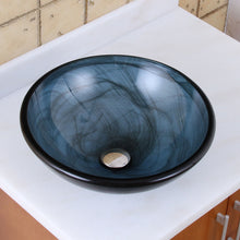 Load image into Gallery viewer, ELITE Blue Swirl Pattern Double Layers Tempered Bathroom Glass Vessel Sink 48N