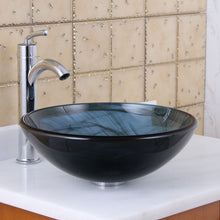 Load image into Gallery viewer, ELITE Blue Swirl Pattern Double Layers Tempered Bathroom Glass Vessel Sink 48N