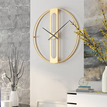 Load image into Gallery viewer, Jeezi Oversize Numberless Modern Metal Wall Clock, Gold Finish with Black Hands