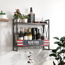 Load image into Gallery viewer, Industrial Wine Racks Wall Mounted with 6 Stem Glass Holder 23.6 in