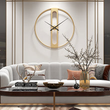 Load image into Gallery viewer, Jeezi Oversize Numberless Modern Metal Wall Clock, Gold Finish with Black Hands