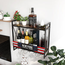 Load image into Gallery viewer, Industrial Wine Racks Wall Mounted with 6 Stem Glass Holder 23.6 in