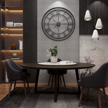 Load image into Gallery viewer, Jeezi Oversize Roman Numeral Modern Metal Wall Clock, Gold Finish with Black Hands (2 colors)