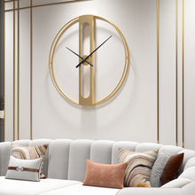 Load image into Gallery viewer, Jeezi Oversize Numberless Modern Metal Wall Clock, Gold Finish with Black Hands
